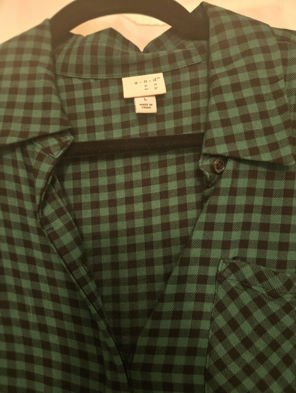 a new day Green Gingham Tie-Waist Shirt Dress - Large - Picture 6 of 8